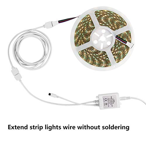 SUPERNIGHT RGBW Cable Supernight 2 Pack 2M 6.56ft Extension Cable Connect Female Plug to SMD 5050 3528 RGBW LED Strip Light with Free 4pcs 5pin Connector