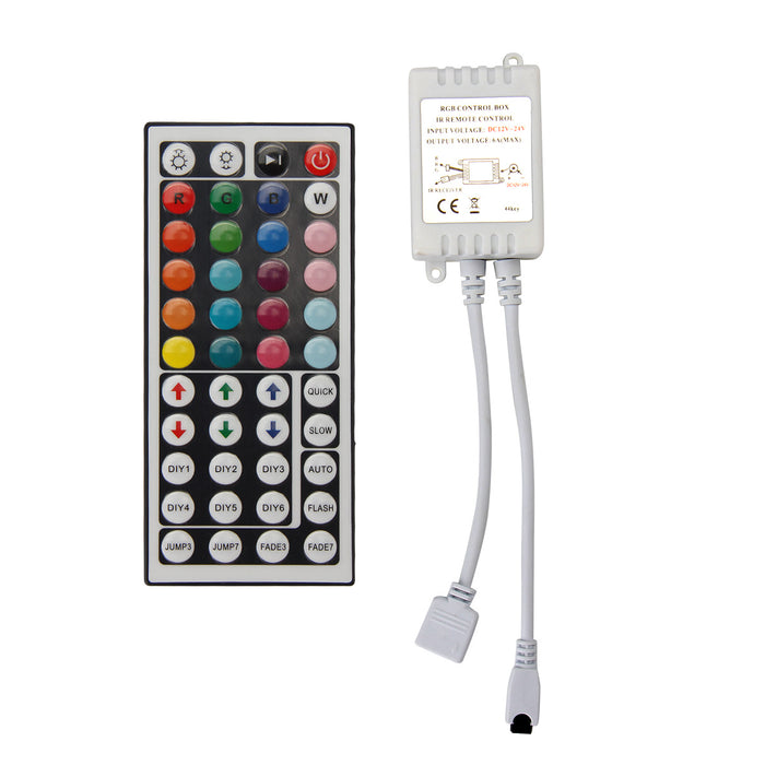 SUPERNIGHT 44 Key 2 Connectors Dual Connector Output IR Remote Controller 12V 2 Ports Dimmer for 3528 5050 RGB LED Strip Lights