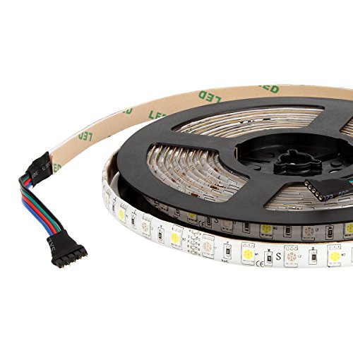 SUPERNIGHT RGBW LED Strip - 16.4FT 5050 RGB + Cool White Color Changing Flexible Rope Lights Waterproof 300 LEDs TV Back Lighting with Remote Controller and 12V Power Supply