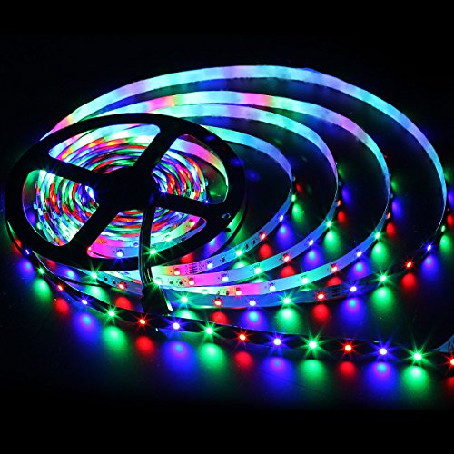 SUPERNIGHT RGB Strip Light, 16.4ft 300leds SMD 3528 Color-Changing Rope Lights,Flexible, Multi-Colors,Non-Waterproof (No Power Adapter)