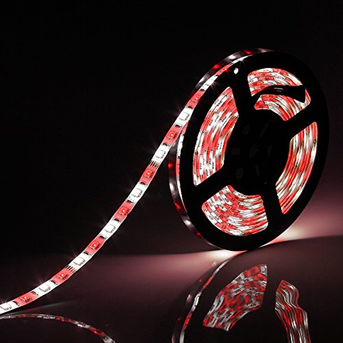 SUPERNIGHT RGBW LED Strip - 16.4FT 5050 RGB + Cool White Color Changing Flexible Rope Lights Waterproof 300 LEDs TV Back Lighting with Remote Controller and 12V Power Supply