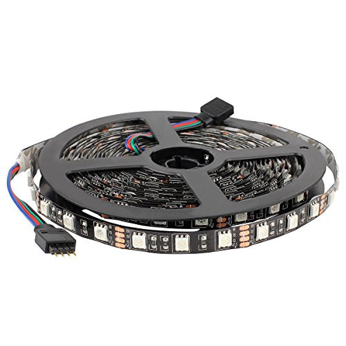 SUPERNIGHT 16.4FT 5M 5050 300LEDs IP65 Waterproof Flexible LED Strip Light Black PCB LED Lighting Strip for Home Outdoor Seasonal Decorative Lighting (Cool White Color)