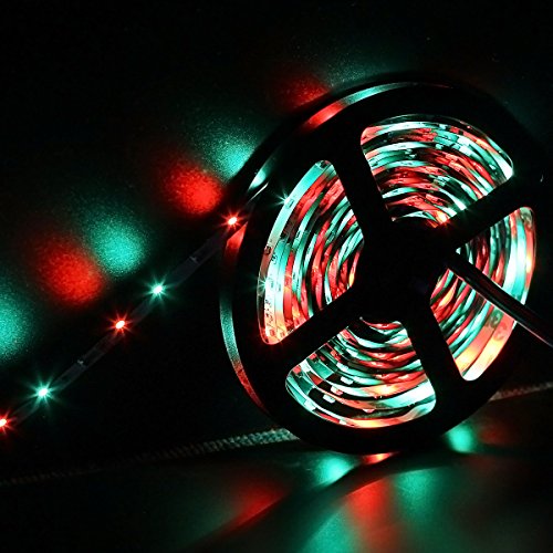 SUPERNIGHT 5M/16.4 Ft SMD 3528 RGB 300 LED Color Changing Kit with Flexible Strip Light+24 Key IR Remote Control+ Power Supply
