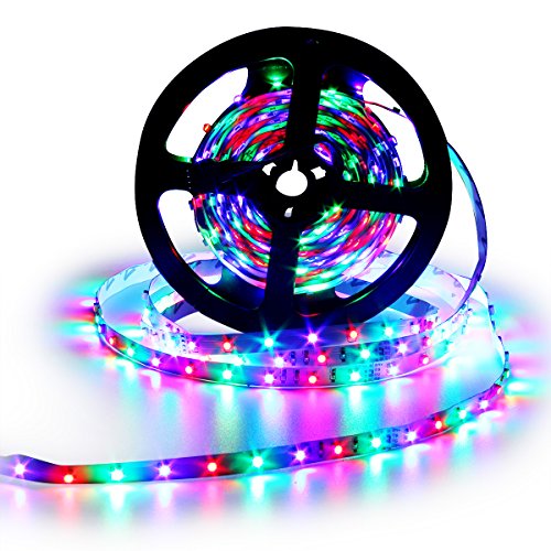 SUPERNIGHT 5M/16.4 Ft SMD 3528 RGB 300 LED Color Changing Kit with Flexible Strip Light+24 Key IR Remote Control+ Power Supply