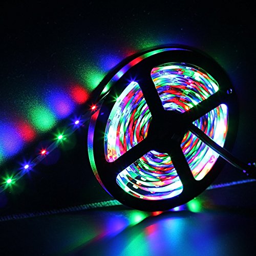 SUPERNIGHT 5M/16.4 Ft SMD 3528 RGB 300 LED Color Changing Kit with Flexible Strip Light+24 Key IR Remote Control+ Power Supply