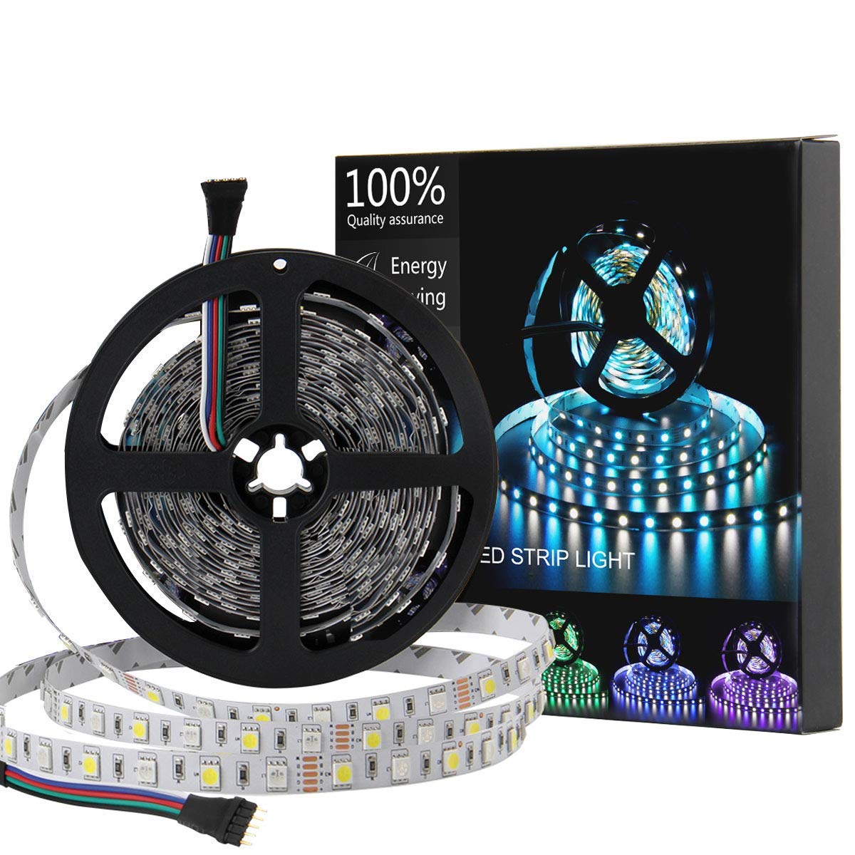 SUPERNIGHT LED Strip Light, 5050 16.4ft RGBW Non-waterproof LED Flexible Lighting, 12V 300LEDs Multi-colored LED Tape Lights