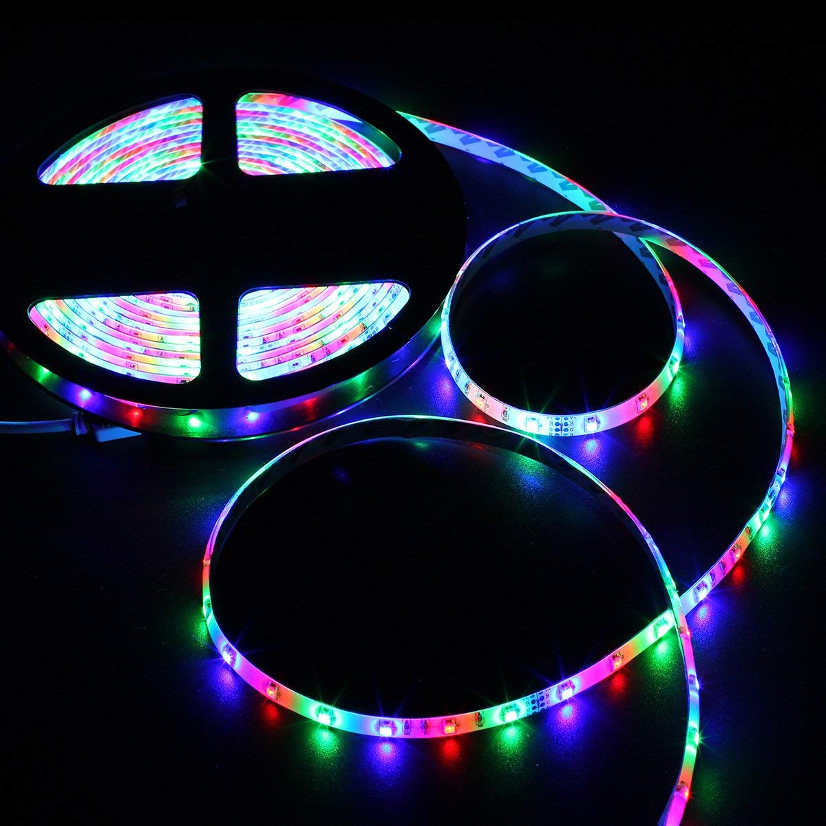 SUPERNIGHT LED Strip Lights Kit Waterproof ¨C TWO 16.4ft 600 LEDs SMD 3528 RGB Light with 44 Key Remote Controller, Extra Adhesive Tape, Flexible Changing Multi-Color Lighting Strips for TV, Room