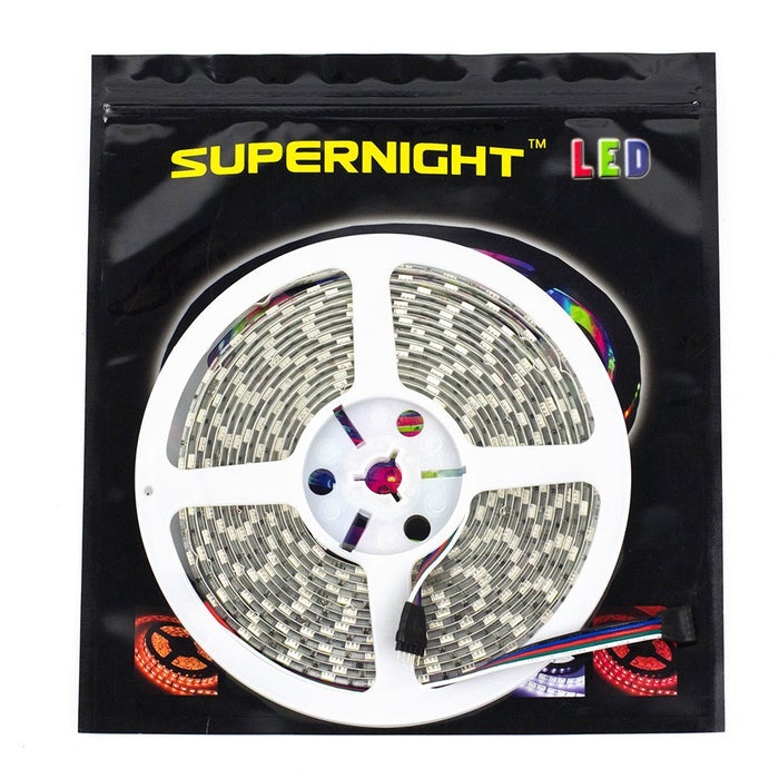 SUPERNIGHT Flexible 16.4Ft 300LEDs RGBW SMD5050 LED Strip Light IP65 Waterproof Multi Color Changing Tape Car TV Backlight Bedroom Party Festival