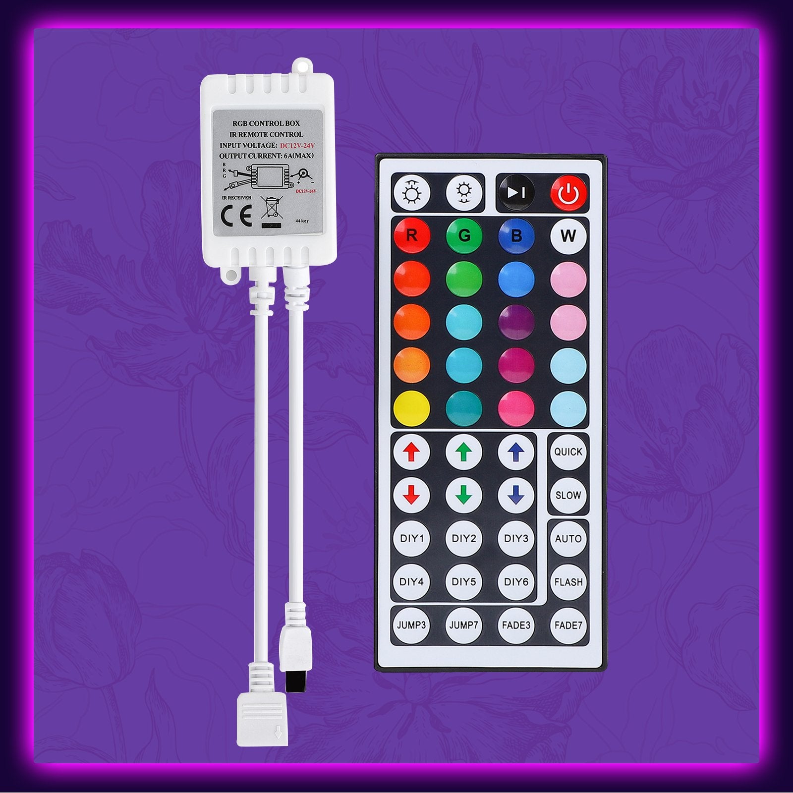 44 Keys LED IR RGB Controler For RGB SMD 3528 5050 LED Strip LED Lights  Controller IR Remote Dimmer Input DC12V 6A 