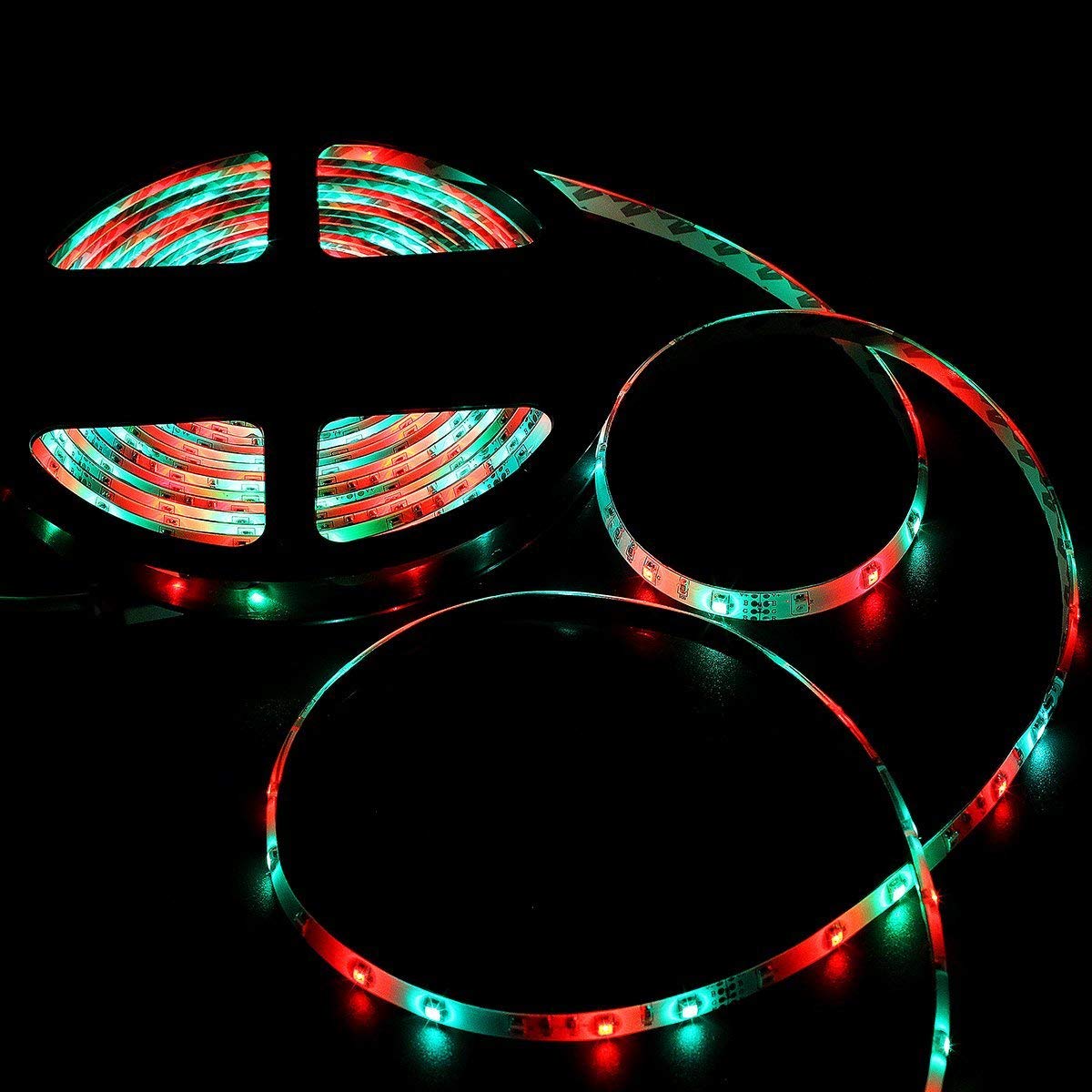 SUPERNIGHT 16.4FT 300leds Multi Color SMD 3528 RGB LED Light Strip, Waterproof Rope Lighting 12V Power Adapter Remote Controller Bedroom Home Party Wedding TV Backlight