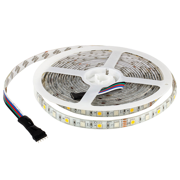 SUPERNIGHT 16.4ft 5050 Waterproof 300leds RGBWW Flexible LED Strip Light Lamp + 40Key IR Remote Controller - White Roll