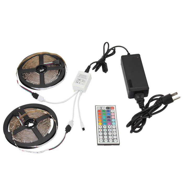 SUPERNIGHT 32.8Ft RGB 3528 SMD 600LEDs Strip Light Kit Non-waterproof, with 12V 5A Power Supply and 44 Key Remote Controller