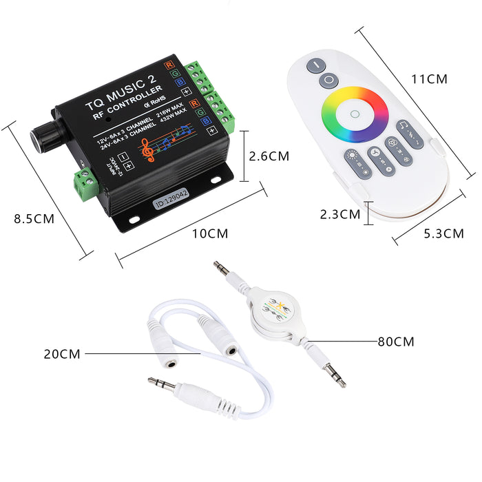 SUPERNIGHT LED RGB Music Touch Controller RF Sensitivety Backlight RF Remote Touching Color 3.5MM Audio 15 Music Modes LED Light Strip Controller