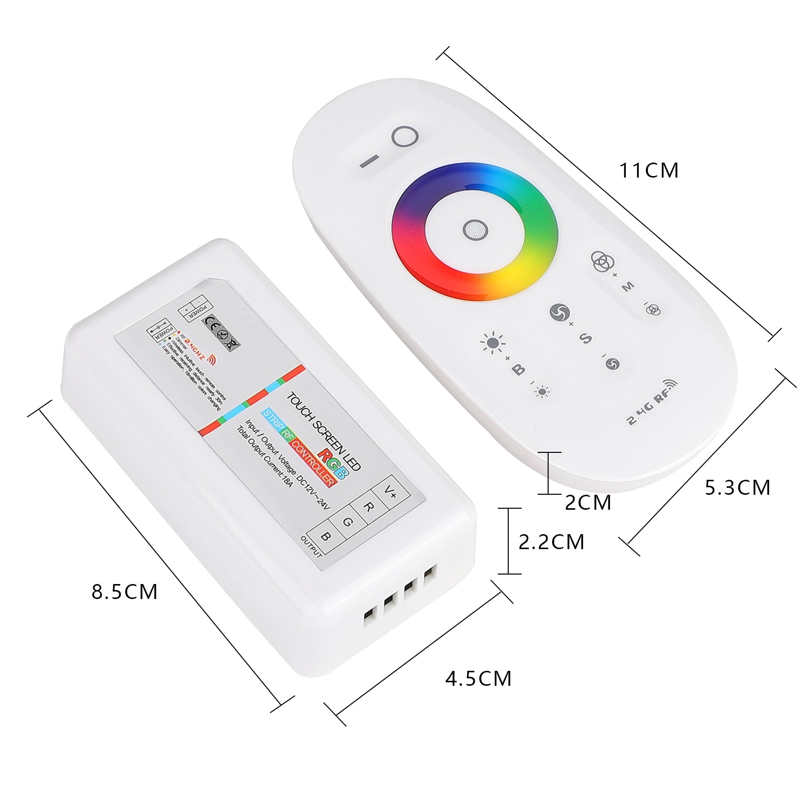 SUPERNIGHT RF LED Remote Controller, 2.4GHz Wireless RF Touch LED RGB Dimmer Controller for 5050 3528 RGB LED Strip Light 12V/24V
