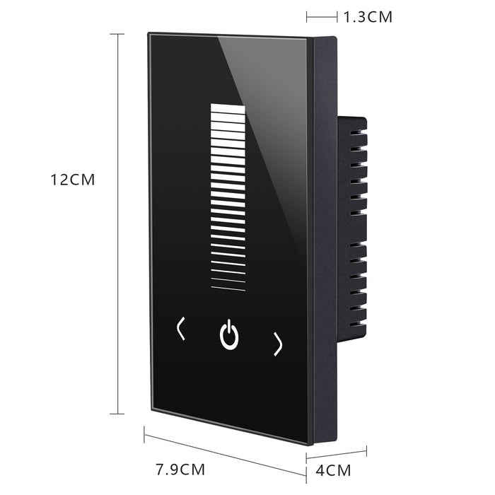 SUPERNIGHT Wall-mounted Glass Touch Panel LED Dimmer Switch Brightness Controller DC 12-24V for Single Color LED Strip Light Lamp-Black