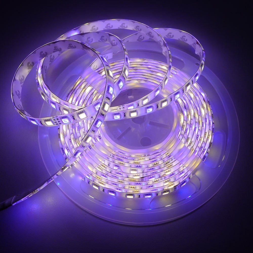 SUPERNIGHT Waterproof RGBW LED Strip Light RGB Color Changing Rope Lighting with Warm White 3500K Color 16.4ft 300leds 5050 Tape Light (RGB + Warm White)
