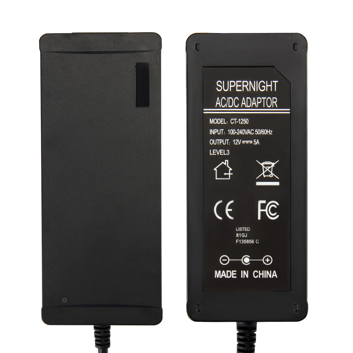SUPERNIGHT AC to DC 12V 10A 120W Power Supply Adapter Converter Regulator, 5.5mm x 2.1mm DC Plug, 12Volt 10Amp Wall Power Plug for DC12V 5050 5630 Flexible LED Strip Lights