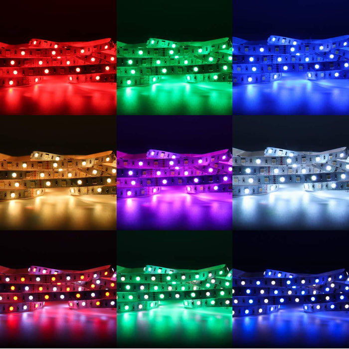 SUPERNIGHT LED Light Strip, [White, RGB, RGB+White Color, All in One Strip] Flexible 16.4ft SMD5050 DC12V 300Leds RGBW LED Rope Light Strip 40Keys IR Controller & Power Home Indoor Decoration