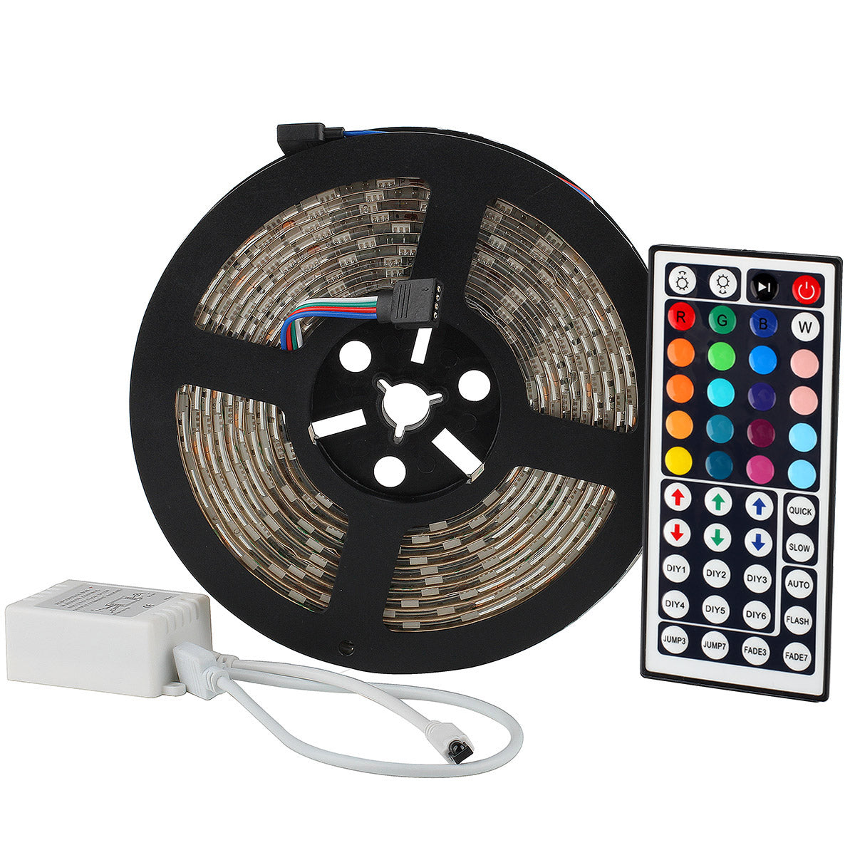 SUPERNIGHT 16.4FT SMD 5050 Waterproof 300LEDs RGB Flexible LED Strip Light Lamp Kit + 44Key IR Remote Controller(Power supply is not included)