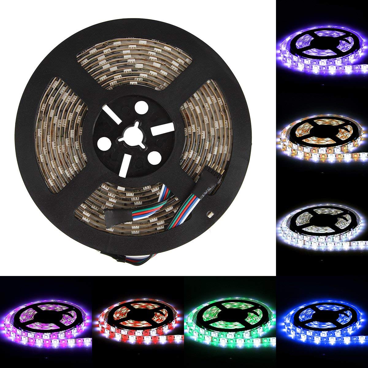 SUPERNIGHT LED Strip Light, RGBW, Waterproof 16.4ft 5050 300leds LED Strip Flexible Light, RGB with White Mixed Color Tape for TV Backlighting, Bedroom, Car, Carbin