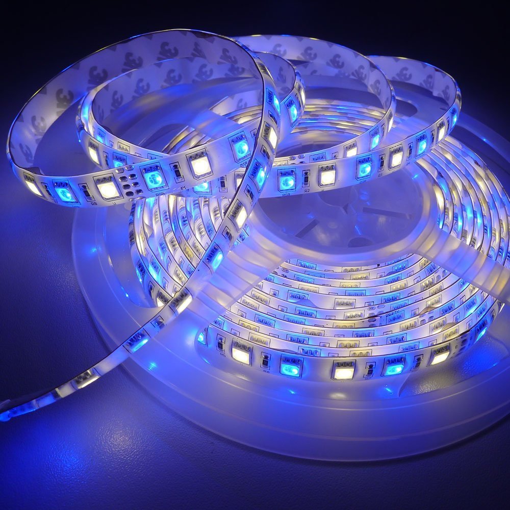 SUPERNIGHT Waterproof RGBW LED Strip Light RGB Color Changing Rope Lighting with Warm White 3500K Color 16.4ft 300leds 5050 Tape Light (RGB + Warm White)